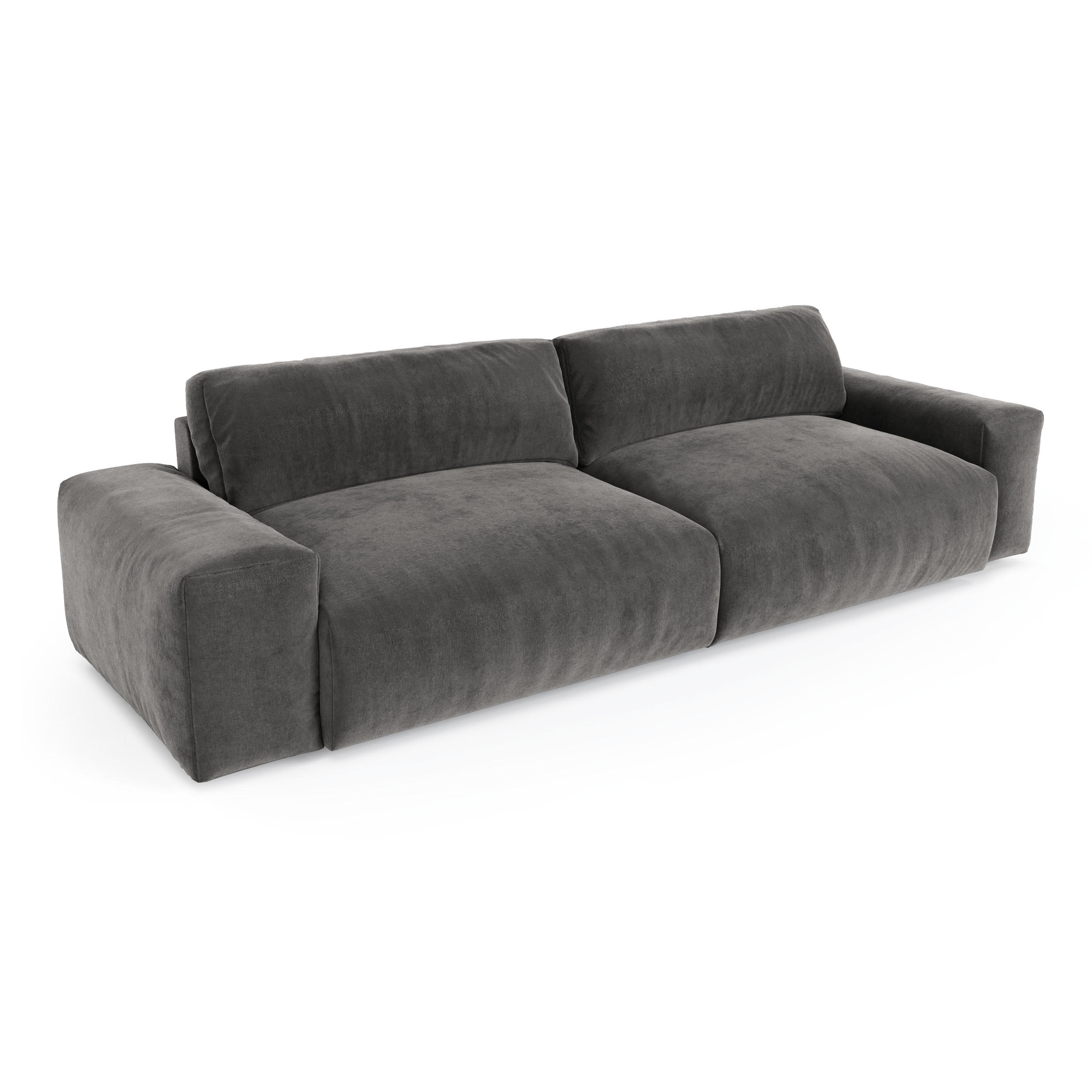SOFA 3-SITZER Samt Graphitgrau 220cm - Graphitfarben/Grau, Textil (220/47/120cm) - Sia Home