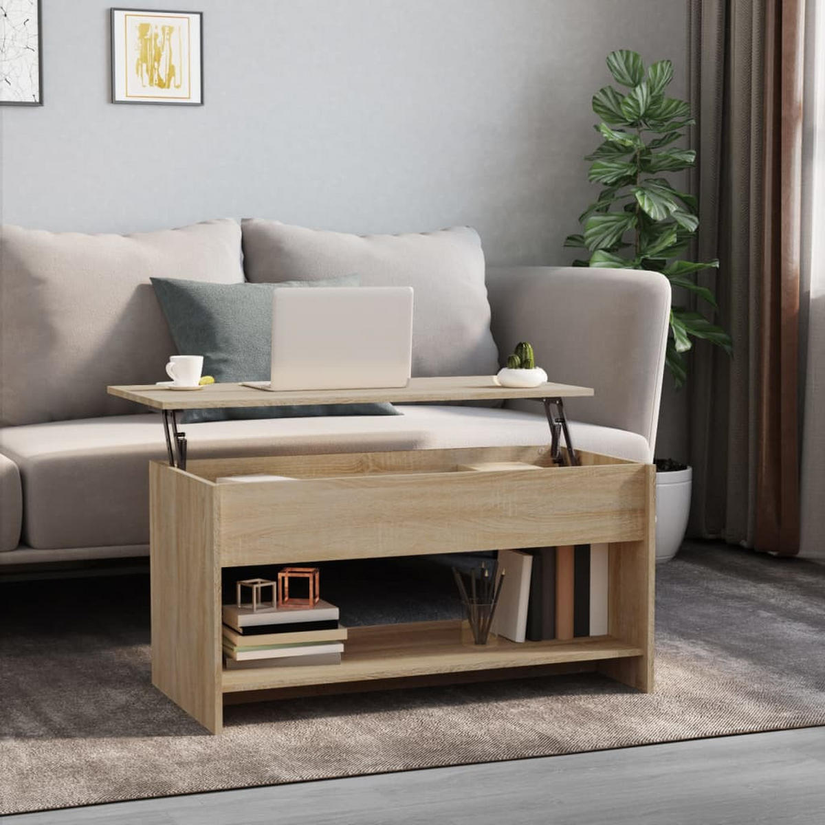 COUCHTISCH Sonoma-Eiche 102x50x52,5 cm Holzwerkstoff - Braun, Holzwerkstoff (102/50/52.5cm) - furnicato