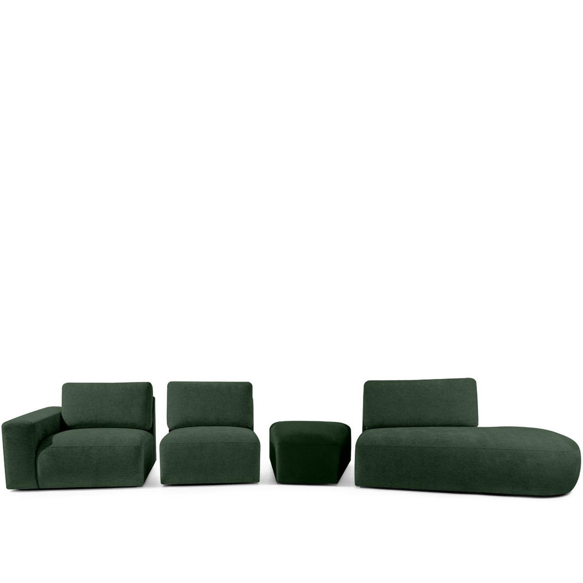 5-SITZER ECKSOFA ZUCCO Chenille rechts, Dunkelgrün - Dunkelgrün, Textil (430/84/105cm) - KONSIMO®
