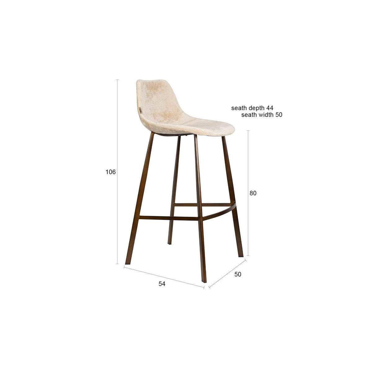 BARHOCKER Franky Beige - 2 er Set - Beige, Kunststoff (50/106/54cm) - Dutchbone