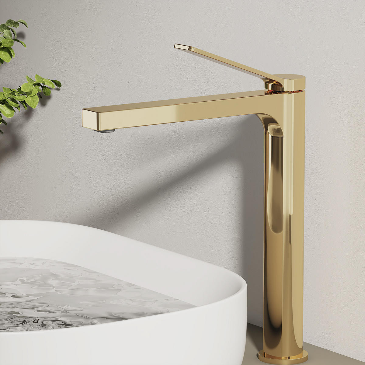WASCHTISCHARMATUR mit Zertifiziertem Filterelement Champagnergold Hoher Stil - Goldfarben, Metall (23.3/4.6/33.5cm) - EMKE