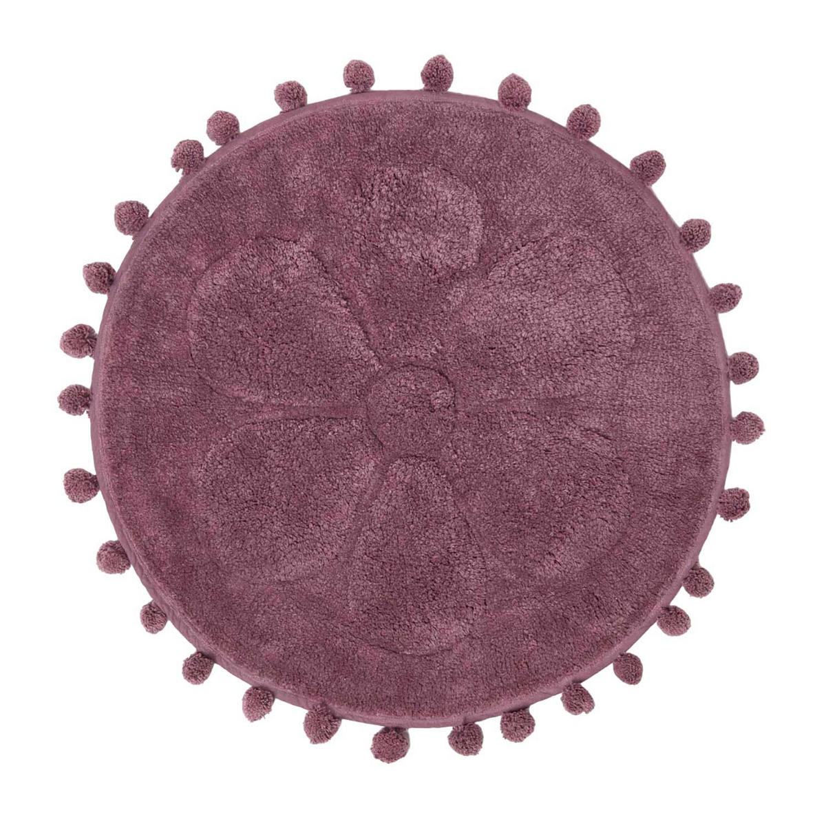 BADEMATTE Blume rund 60 cm, Baumwolle - Lila, Textil (60/60cm) - Homescapes