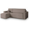 ECKSOFA RAVELO P Beige Kordstoff mit Schlaffunktion - Beige, Holz (240/140cm) - MASSENO
