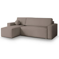 ECKSOFA RAVELO P Beige Kordstoff mit Schlaffunktion - Beige, Holz (240/140cm) - MASSENO