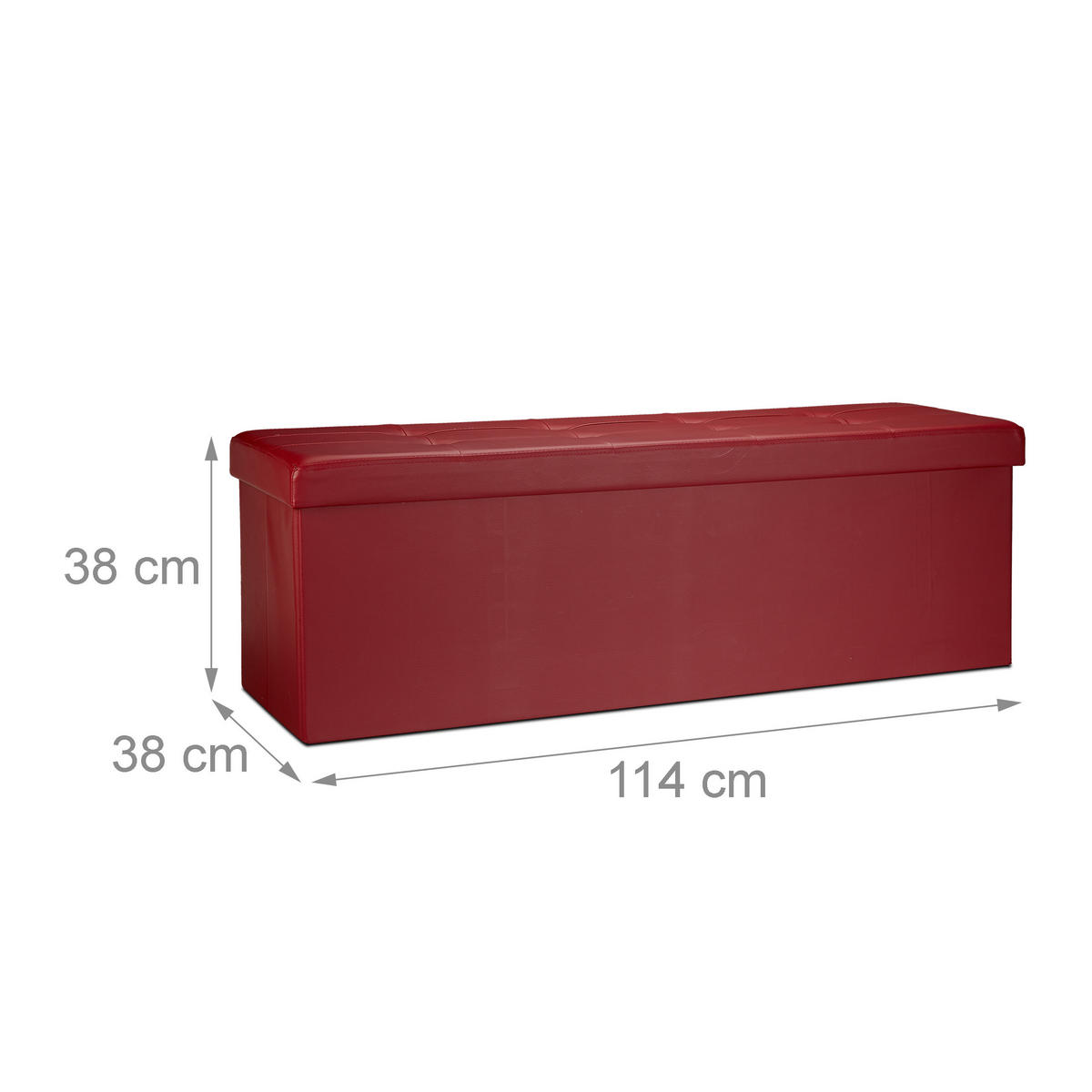 FALTBARE Sitzbank - Dunkelrot, Holzwerkstoff/Kunststoff (38/38/114cm) - Relaxdays