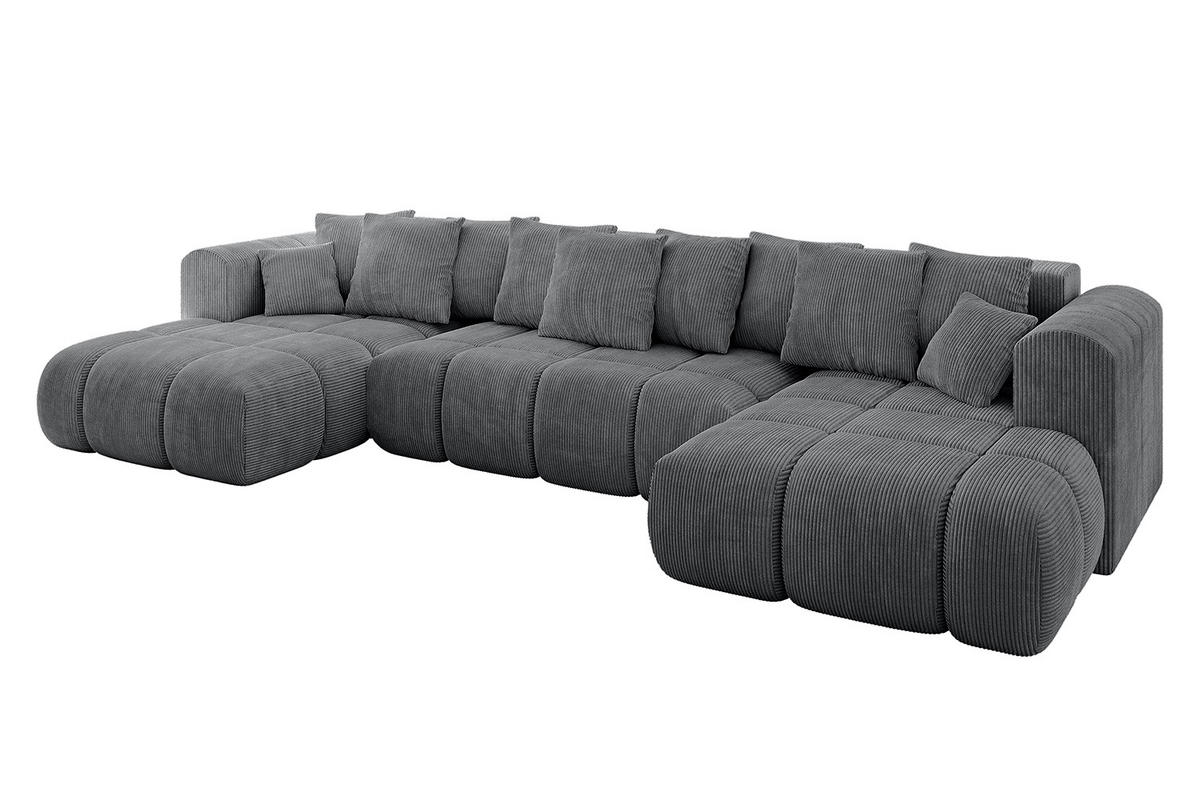 WOHNLANDSCHAFT Ottomane Links CLOUD-U-v1 414x180x40 Dunkelgrau Cord - Dunkelgrau, Holzwerkstoff/Kunststoff (414/90/180cm) - ALTDECOR