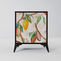 SIDEBOARD COCOA FRUITS, Schwarz, 57,5x42x70,5 cm, Schwarze Metall-Sternfüße - Multicolor/Schwarz, Holzwerkstoff/Metall (57.5/70.5/42cm) - SpaceRebels