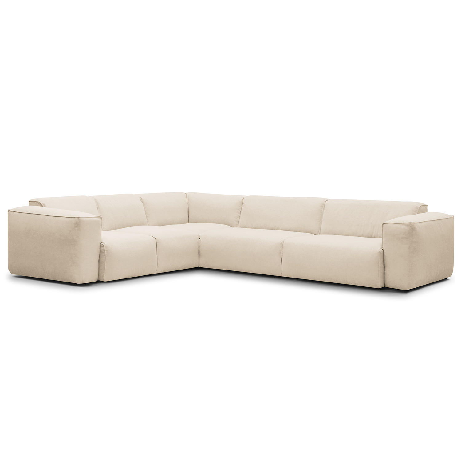 ECKSOFA mit Rundecke - Beige/Schwarz, Textil (325/260cm) - home24