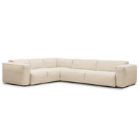 ECKSOFA mit Rundecke - Beige/Schwarz, Textil (325/260cm) - home24