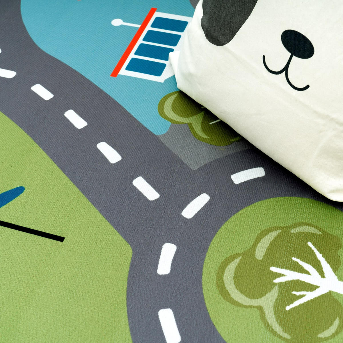 KINDERTEPPICH waschmaschinenwaschbar Verkehrsinfrastruktur‑Muster Kinderzimmer schmutzabweisend Grün Rechteckig 100x200 - Grün, Textil (100/200cm) - KADIMA DESIGN