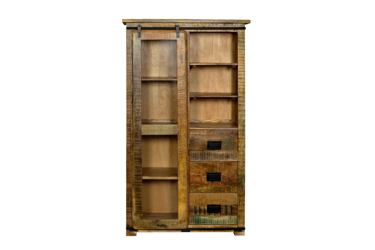 HIGHBOARD LIBRO - Hellbraun/Multicolor, Akazienholz/Holz (45/175/100cm) - SAM