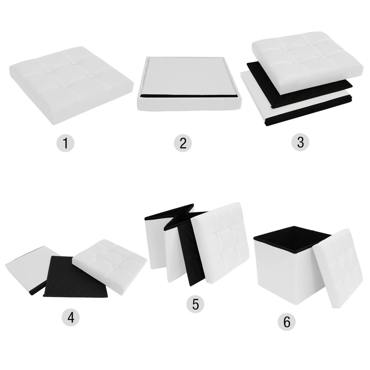FUSSHOCKER Weiß 30/30/30 cm - Weiß, Textil (30/30/30cm) - Mobili Rebecca