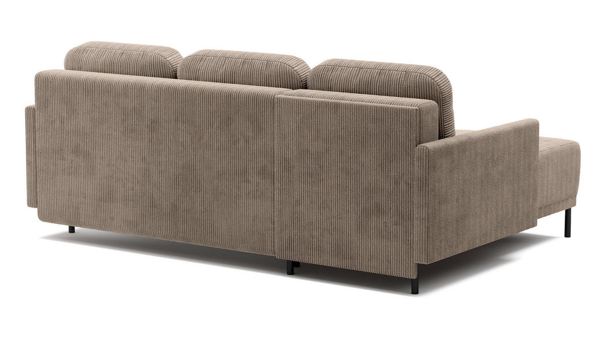 ECKSOFA Hamiel Beige Cordbezug - Beige/Schwarz, Holz/Textil (212/142cm) - Selsey