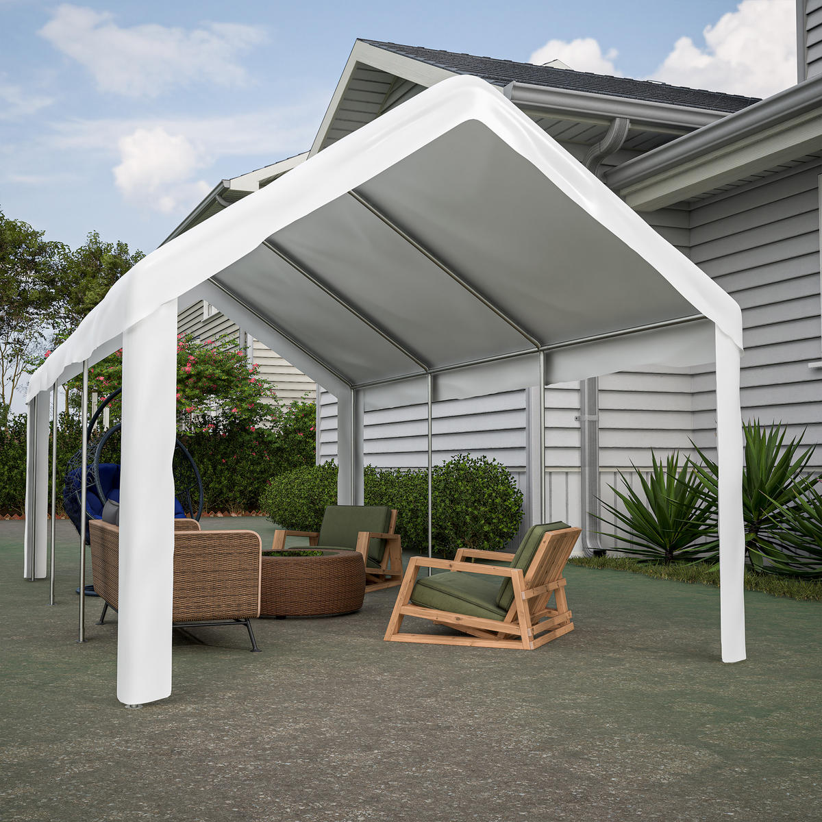 FAHRZEUG-ZELTGARAGE 3x6 m mit Doppel-Rolltor - Weiß, Metall (598/283/299cm) - ComfortXL