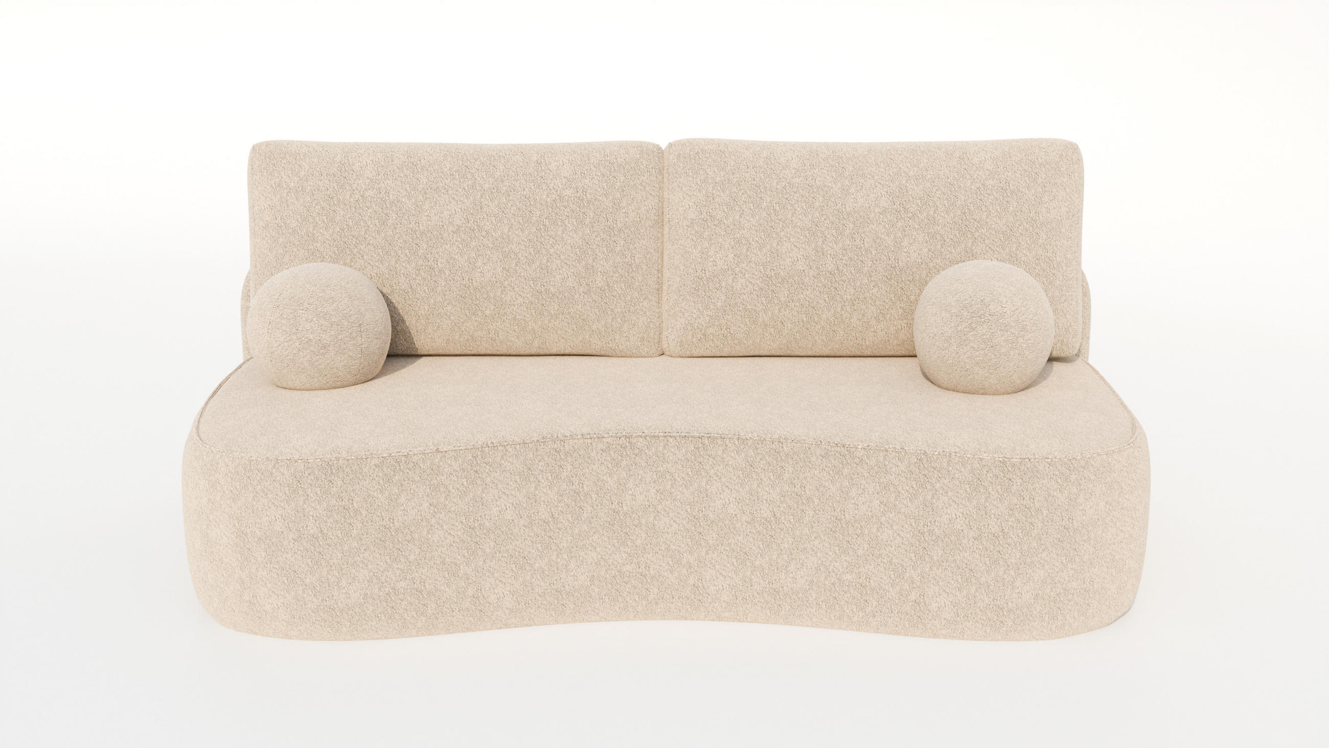 BETTSOFA SANDRO Creme Bucle-Stoff mit Schlaffunktion - Creme, Textil (101/93/207cm) - MASSENO