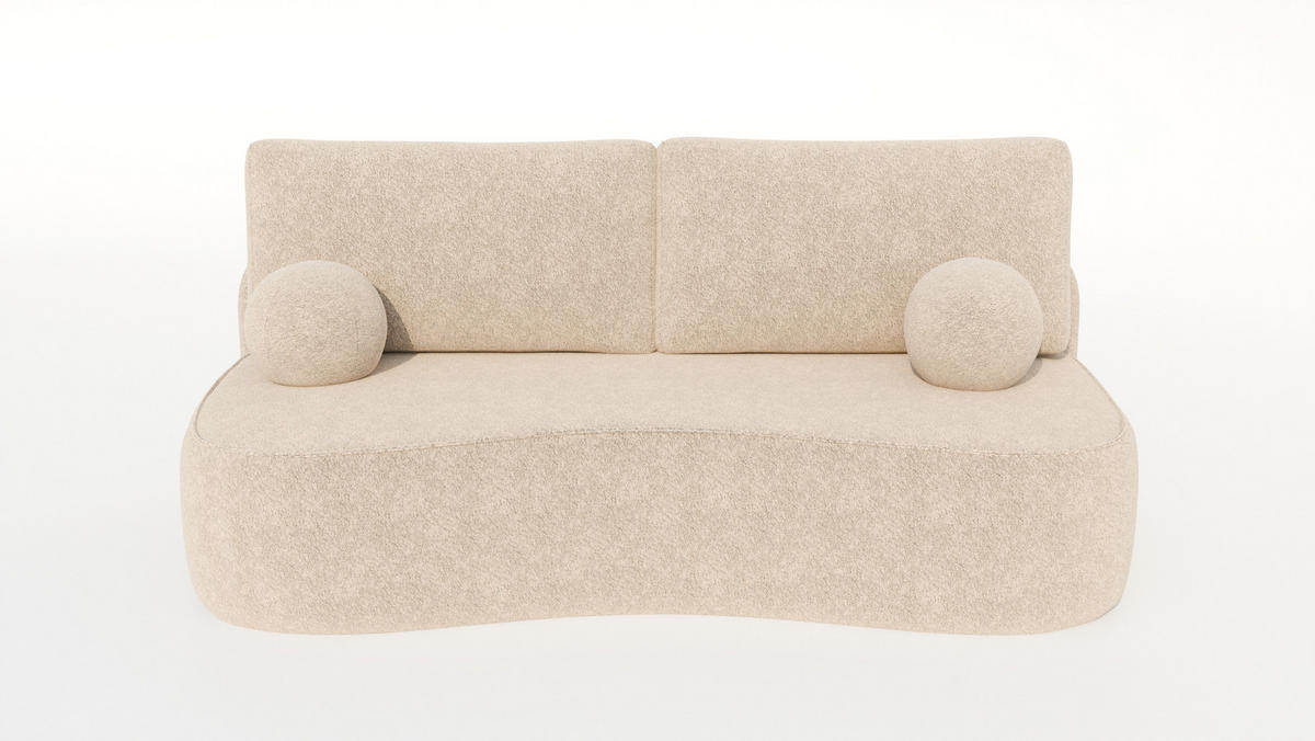 BETTSOFA SANDRO Creme Bucle-Stoff mit Schlaffunktion - Creme, Textil (101/93/207cm) - MASSENO