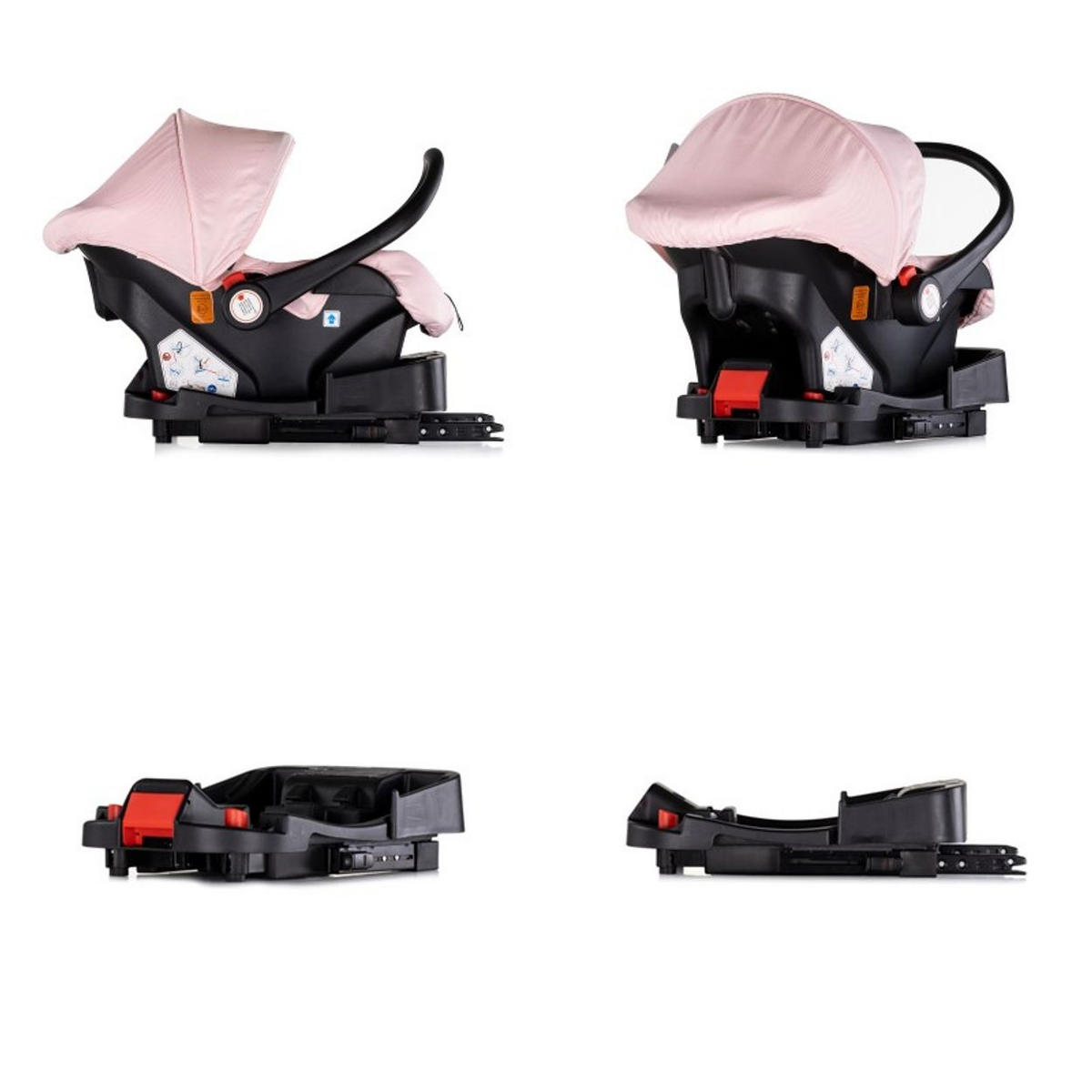 BABYSCHALE Isofix Set Aura pink i-Size (40 - 85cm) verstellbar - Pink, Kunststoff (39/47/50cm) - Chipolino