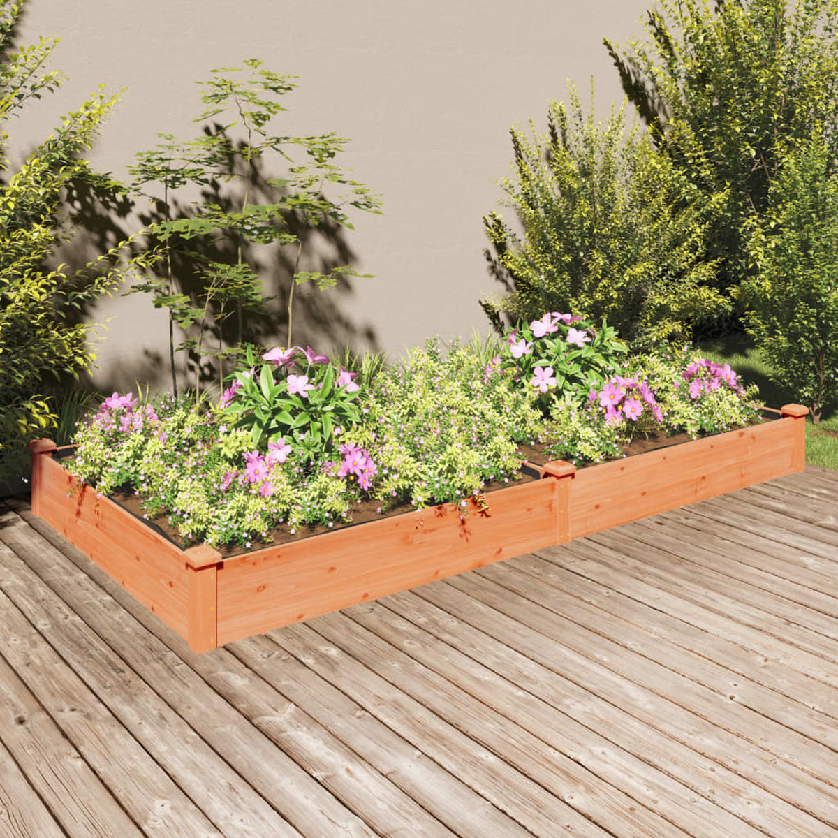 HOCHBEET mit Einsatz Braun 240x120x25 cm Massivholz Tanne - Braun, Holz (120/25/240cm) - furnicato