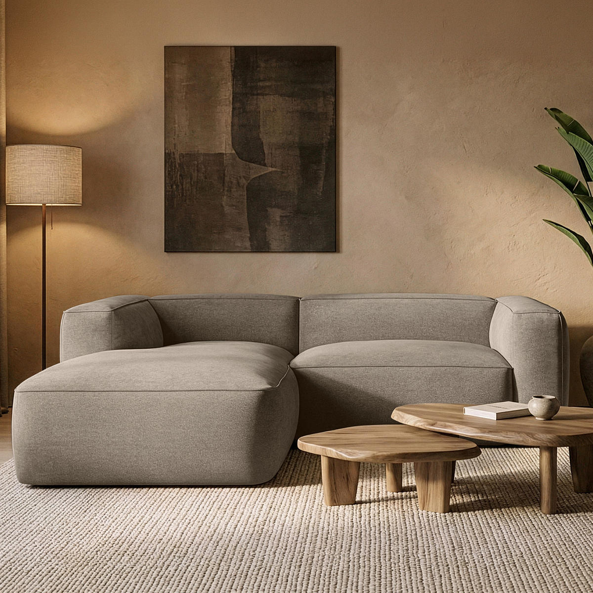 ECKSOFA LINKS FUBBO, Beige - Beige, Holz/Holzwerkstoff (225/176cm) - KONSIMO®