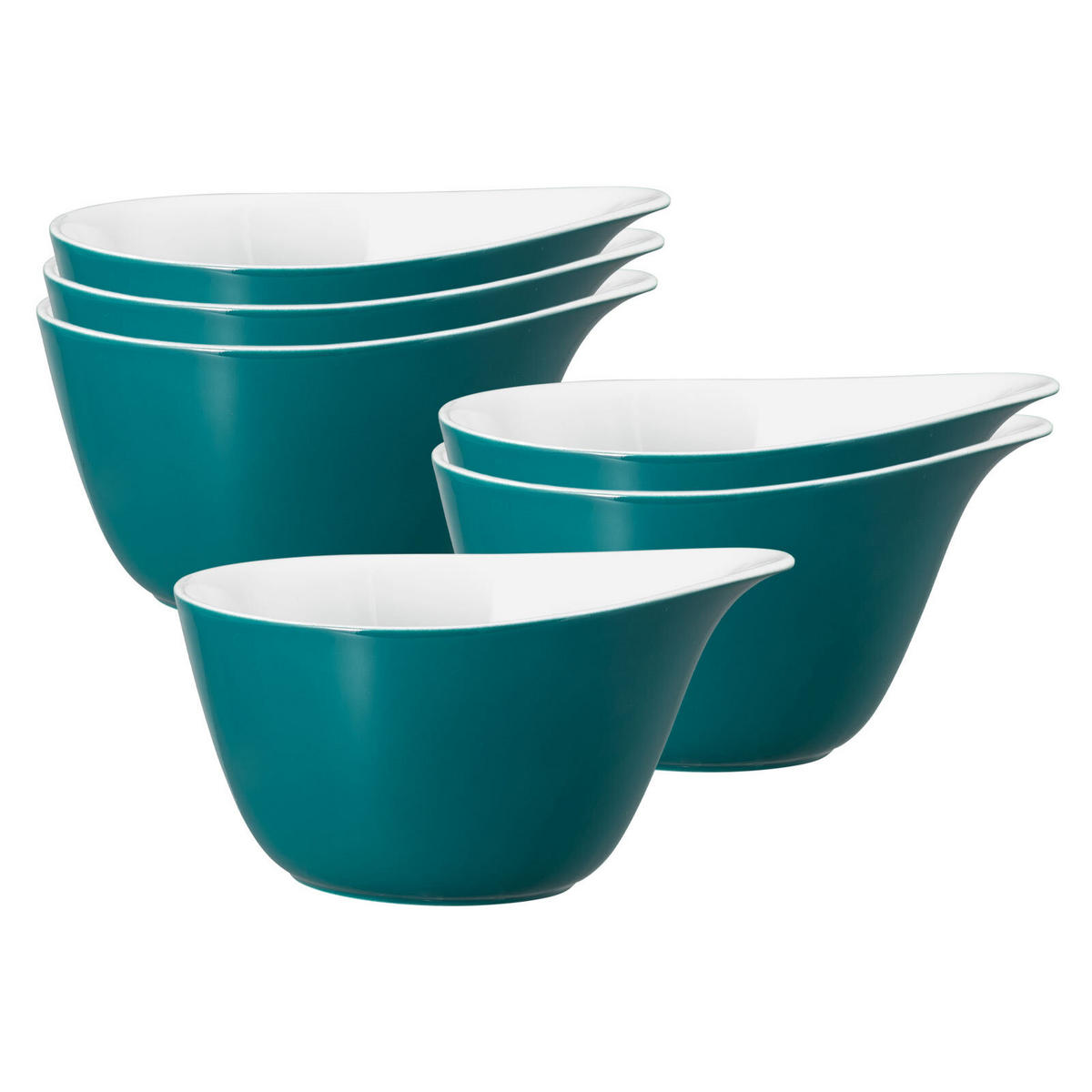 MÜSLISCHALEN Life Fashion Trendy Petrol 600 ml 6er Set - Petrol, Keramik (15.7/13.7/8.4cm) - Seltmann Weiden