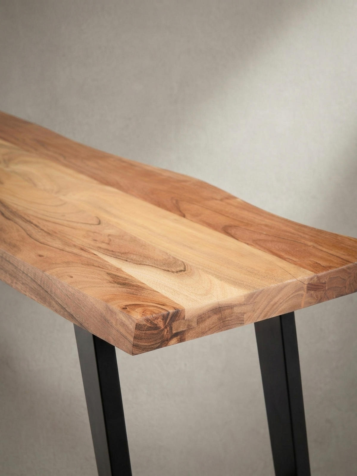 ESSZIMMERBANK Massivholz Metall Baumkante U-Beine, Akazie 160x40x46 cm - Schwarz/Braun, Holz/Metall (160/46/40cm) - KADIMA DESIGN