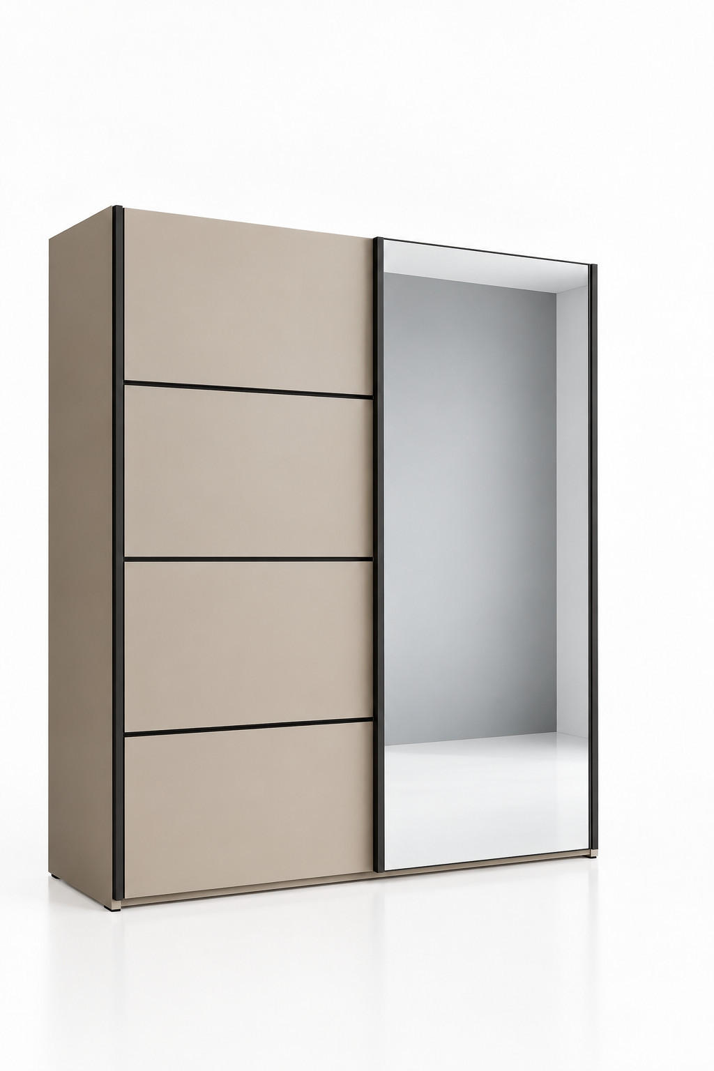 KLEIDERSCHRANK mit Spiegel - Napoli 3 - Kaschmir, Holzwerkstoff (200/215/67cm) - BM-Möbel