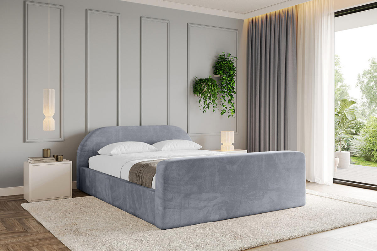 POLSTERBETT mit Bettkasten, Fußteil und Lattenrost, Boxbett ohne Matratze - TIVON-Z-V1 180x200 Grau - Grau, Holzwerkstoff/Textil (180/200cm) - ALTDECOR