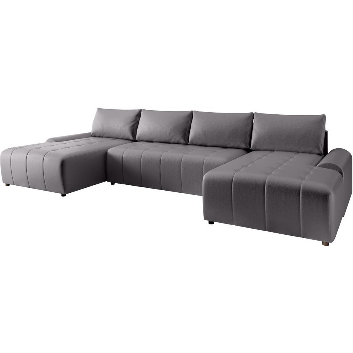 WOHNLANDSCHAFT Costa U Grau - Schwarz/Grau, Kunststoff/Textil (367/80/169cm) - Beautysofa