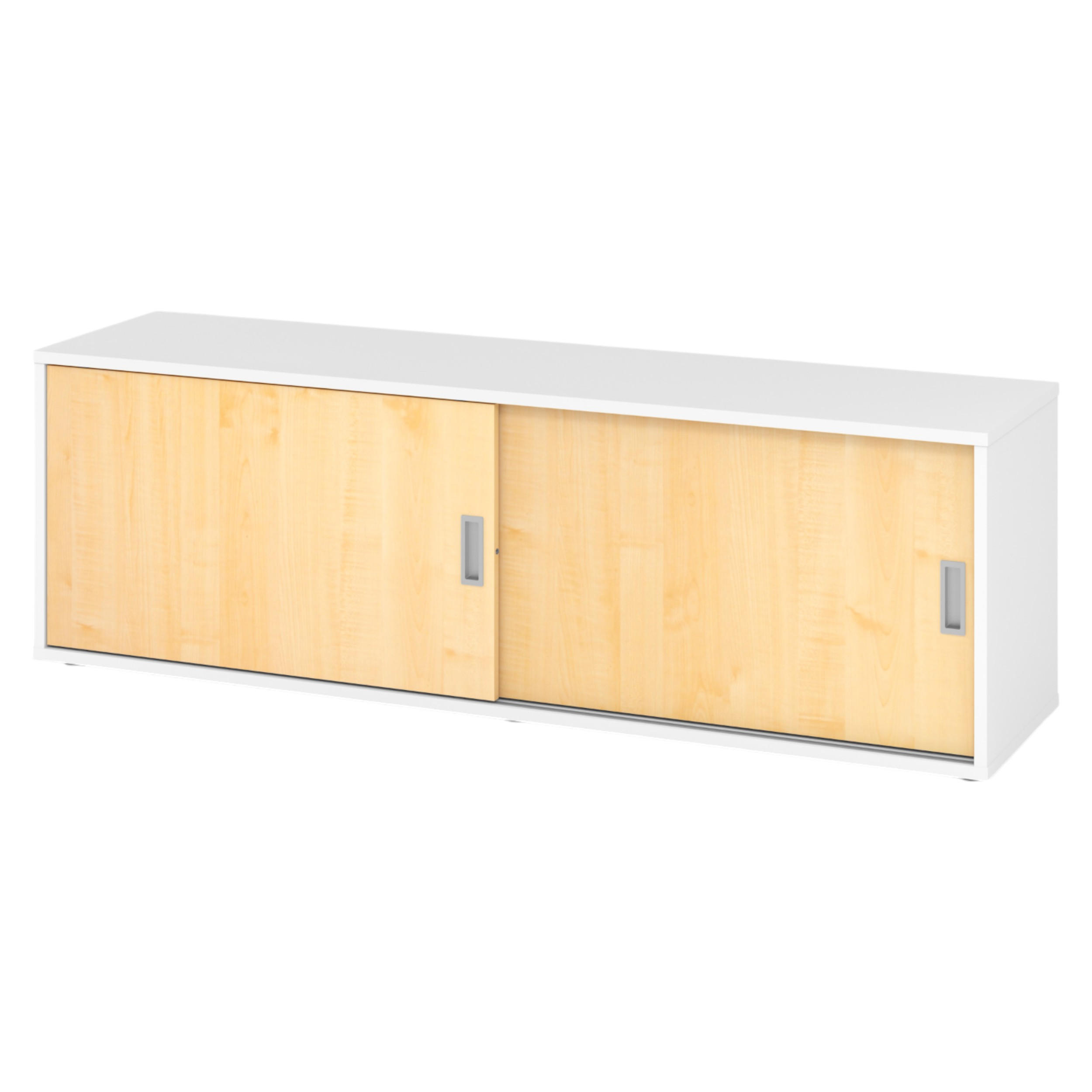 LOWBOARD mit Schiebetür 40/160/52 cm in Weiß/Ahornfarben - Ahornfarben/Weiß, Holzwerkstoff (160/52/40cm) - bümö