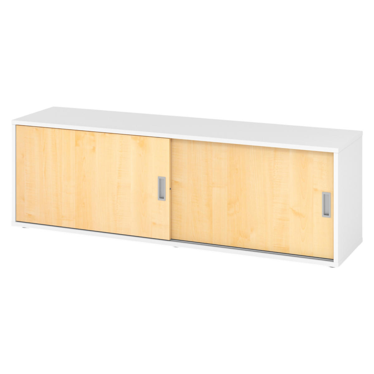 LOWBOARD mit Schiebetür 40/160/52 cm in Weiß/Ahornfarben - Ahornfarben/Weiß, Holzwerkstoff (160/52/40cm) - bümö