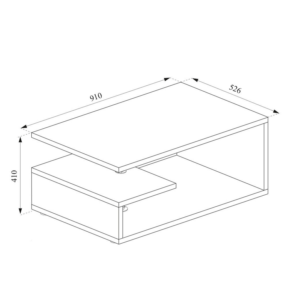 COUCHTISCH Guillermo Weiß/Anthrazit 91 x 52,6 cm - Anthrazit/Weiß, Holzwerkstoff (52.6/91/41cm) - Vicco