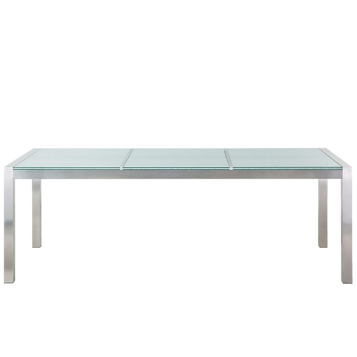 GARTENTISCH Edelstahl/Crashglas 220/100 cm Grosseto - Transparent/Silberfarben, Glas (220/100/74cm) - Beliani