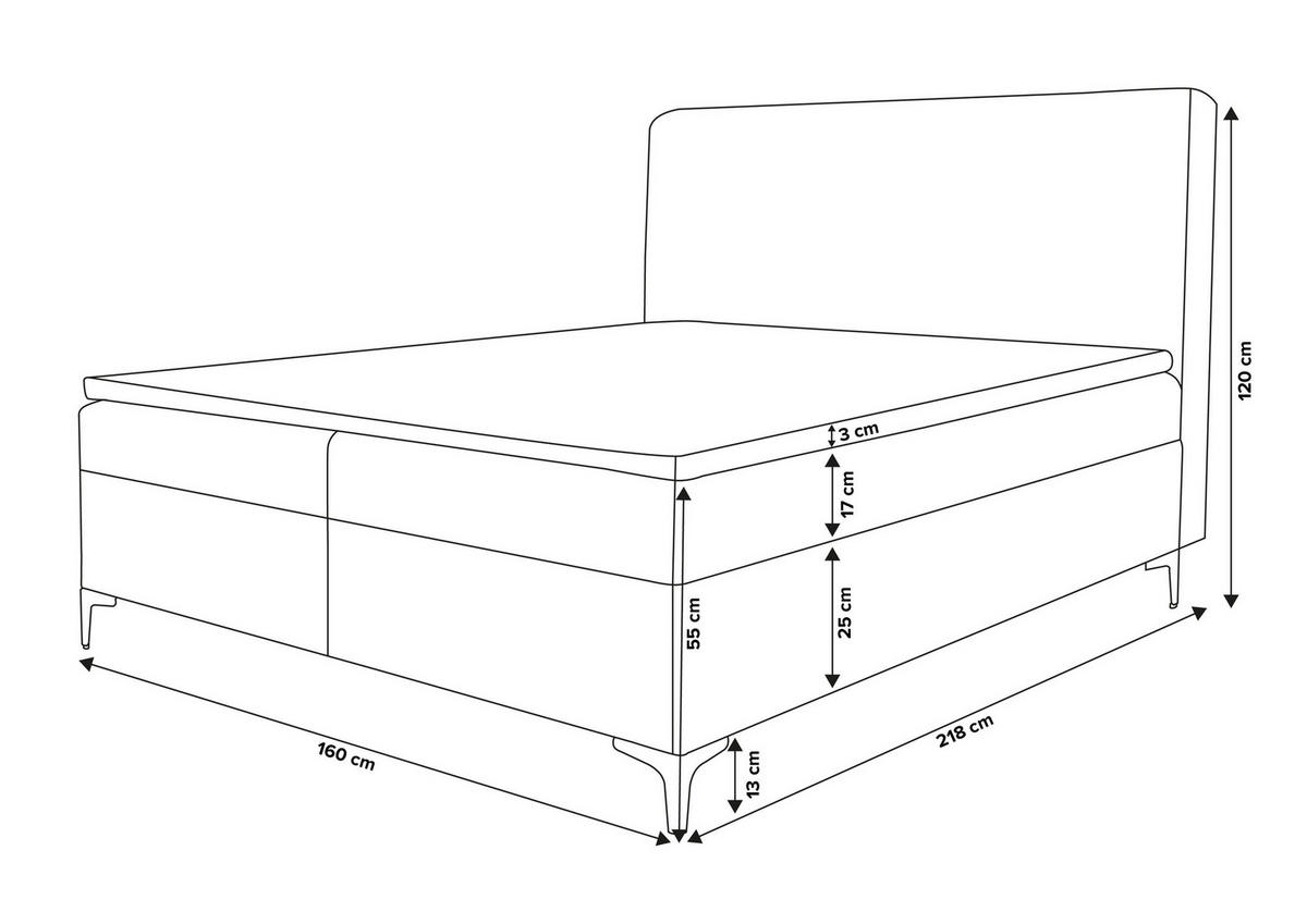 BOXBETT CAPRI mit 2 Bettkästen, Maße: 160x200 cm, Farbe: Grau, Velourstoff, mit Bonell-Matratze inkl. Topper - Grau, Holz/Kunststoff (160/200cm) - VENASI MÖBEL
