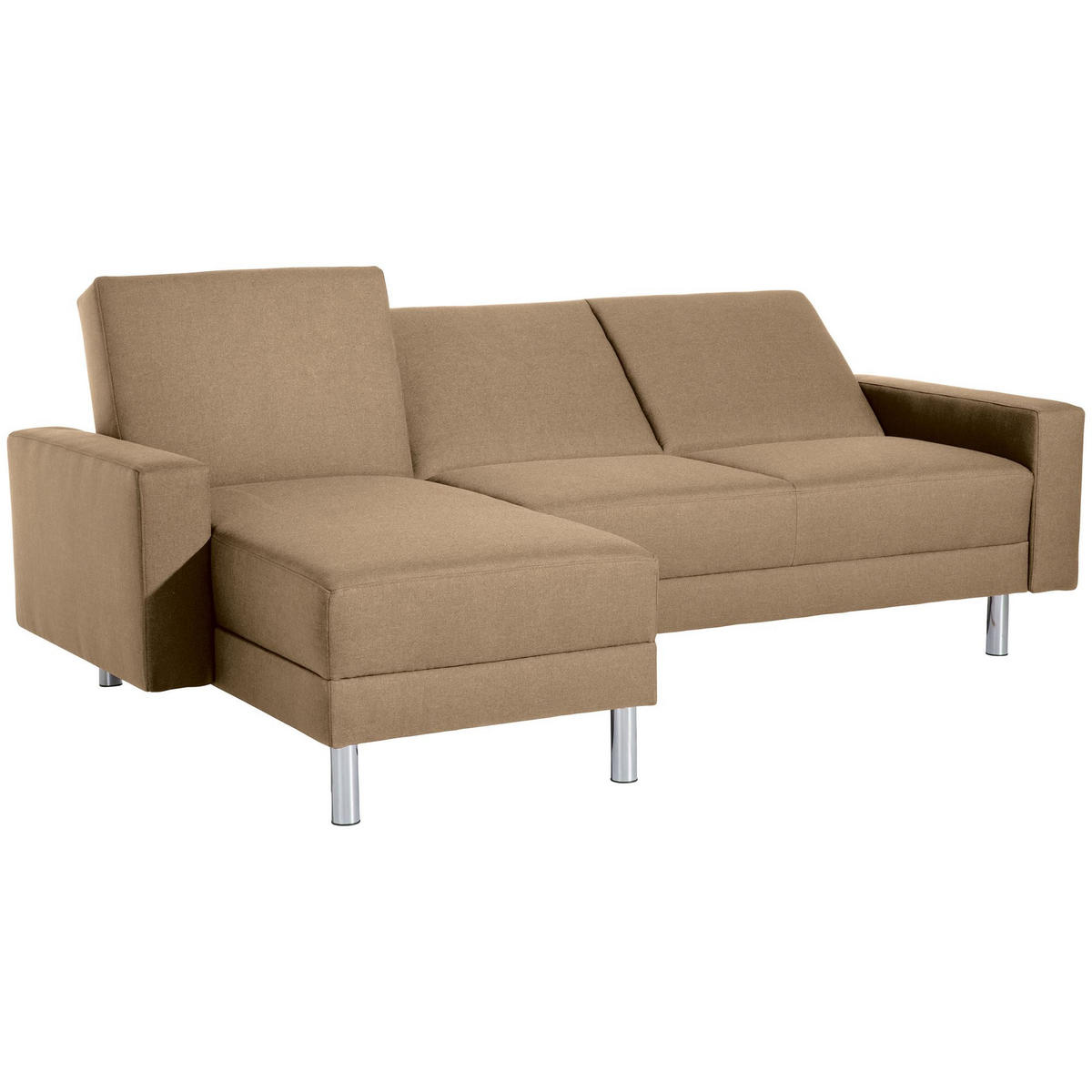FUNKTIONSSOFA mit Hocker Katryna Flachgewebe sand - Sandfarben, Kunststoff (144/92/230cm) - 58aufmkessel