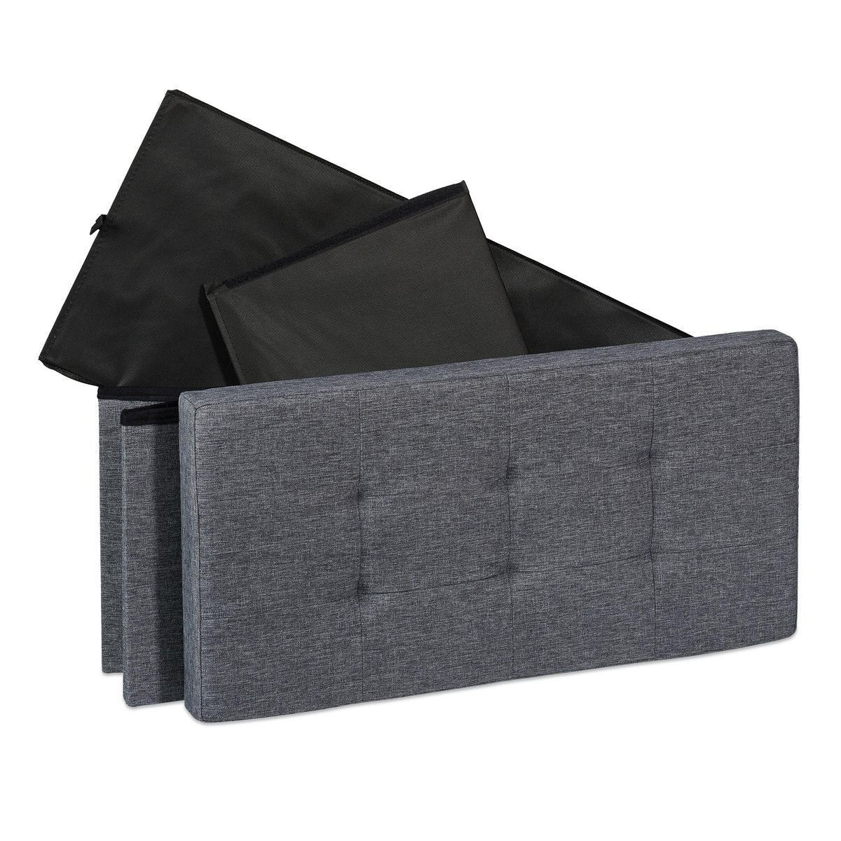 SITZBANK - Anthrazit, Holzwerkstoff/Textil (76/38.5/37cm) - Relaxdays