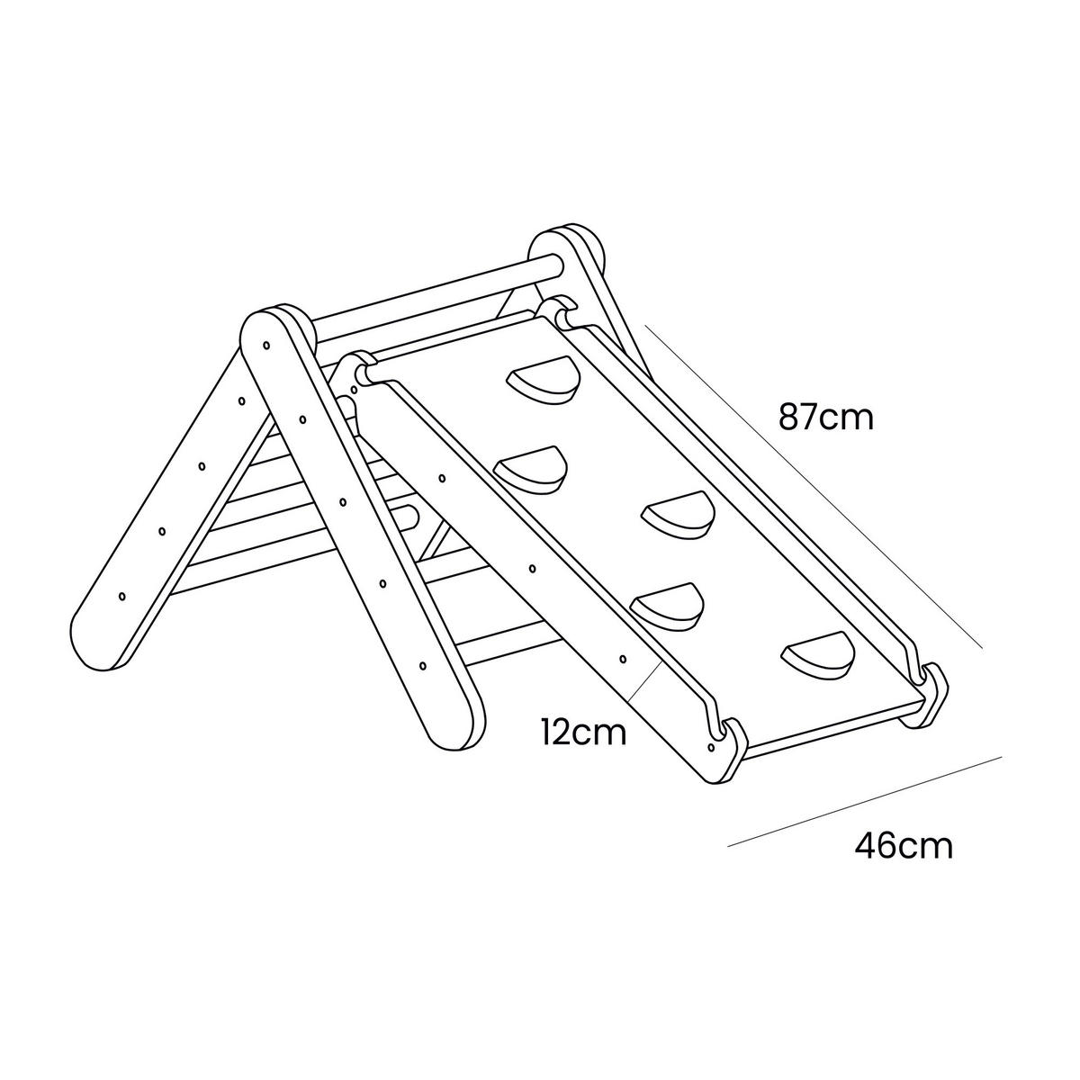 KLETTERDREIECK mit Rutsche, Montessori, Grau - Grau, Holz (59.5/59/60cm) - MeowBaby