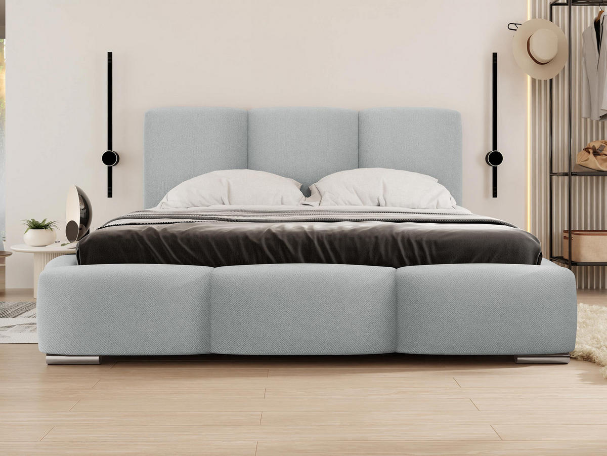 POLSTERBETT Olweria - Chromfarben/Hellgrau, Holz/Textil (160/200cm) - MIRJAN24