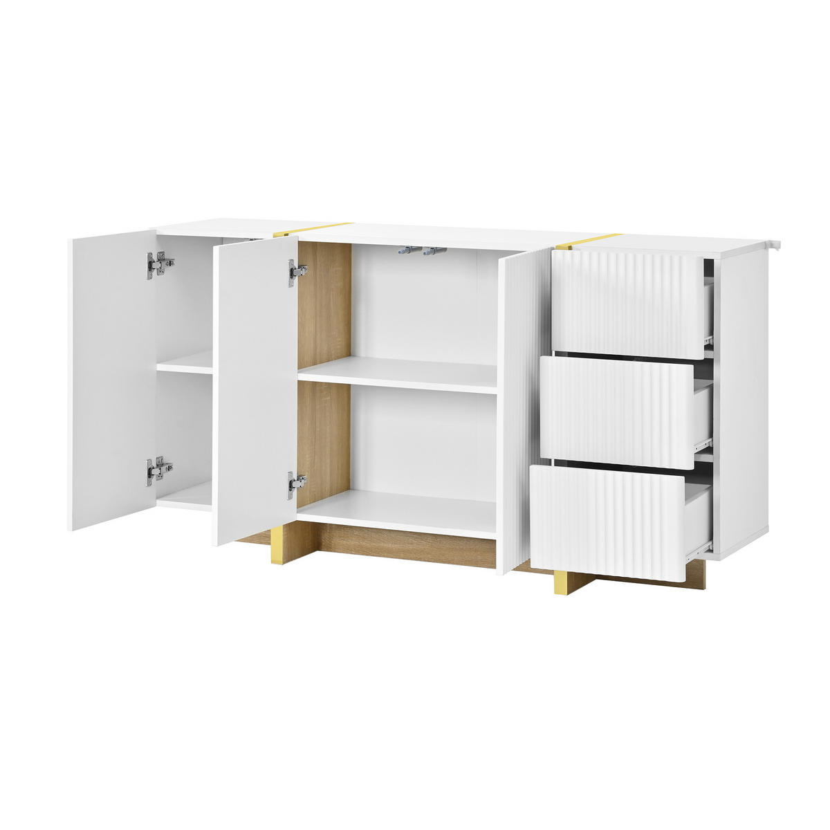 PŘÍBORNÍK se 3 dvířky a 3 zásuvkami, bílý, 140 cm - bílá, kompozitní dřevo (140/75/36cm) - Urban Meuble