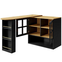 BARTISCH DE-41256 138-204/39/102,5 cm mit 360°-Drehfunktion und Snackregal Schwarz - Schwarz, Holzwerkstoff (138/102.5/39cm) - ComfortXL