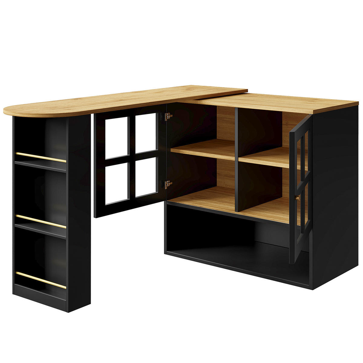 BARTISCH 360° Drehbar Sideboard Glasregale Schwarz - Schwarz, Holzwerkstoff (39/138/102.5cm) - FLIEKS