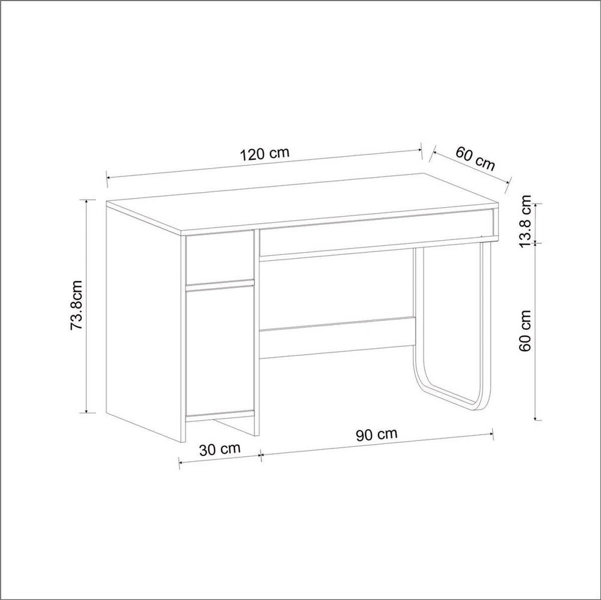 SCHREIBTISCH Asil mit Metallfüße Weiß 9741 - Weiß, Holzwerkstoff/Metall (60/120/73.8cm) - moebel17