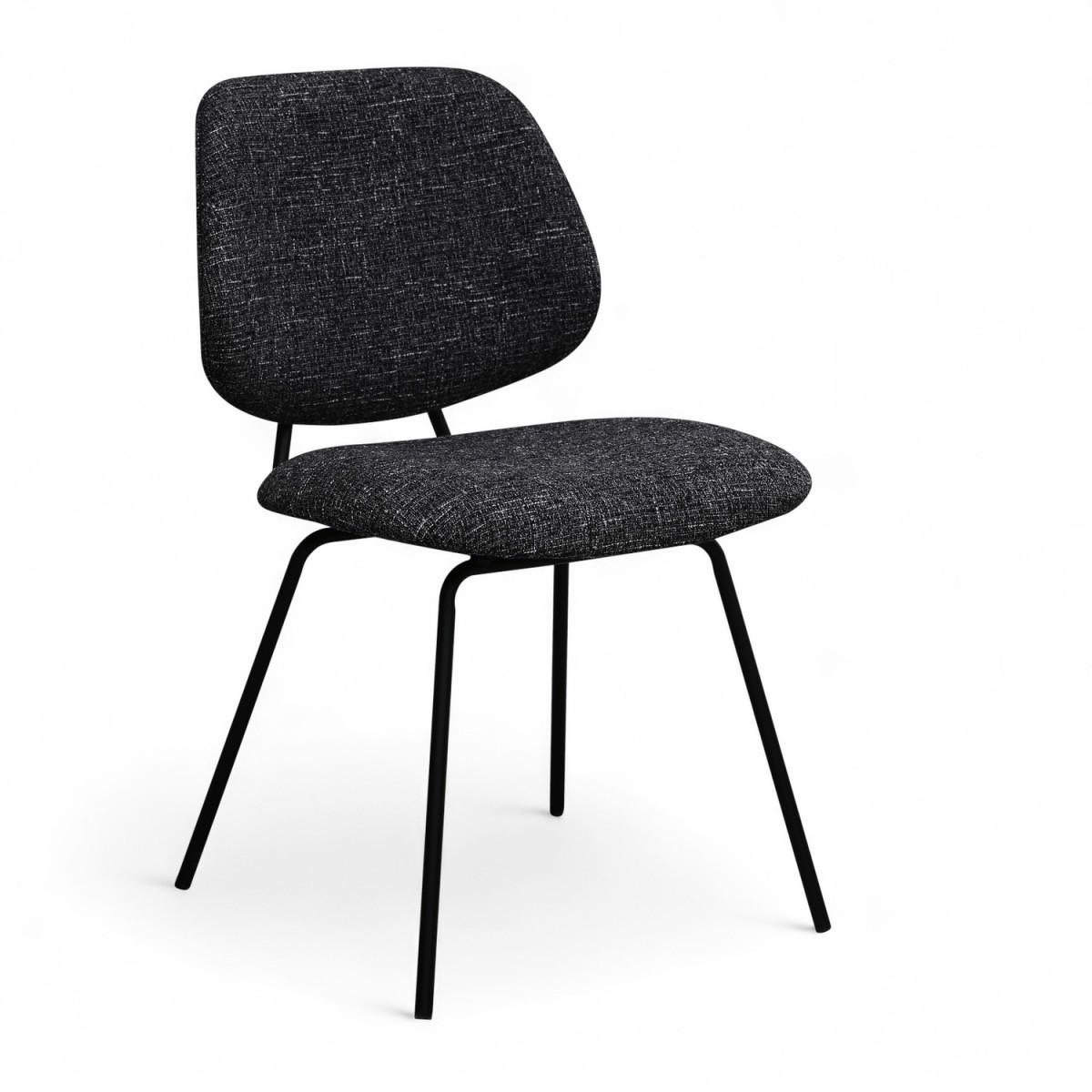 STUHL-SET 2 Stück in Teddystoff Schwarz - Schwarz, Textil/Metall (50/82/58cm) - Furnhouse