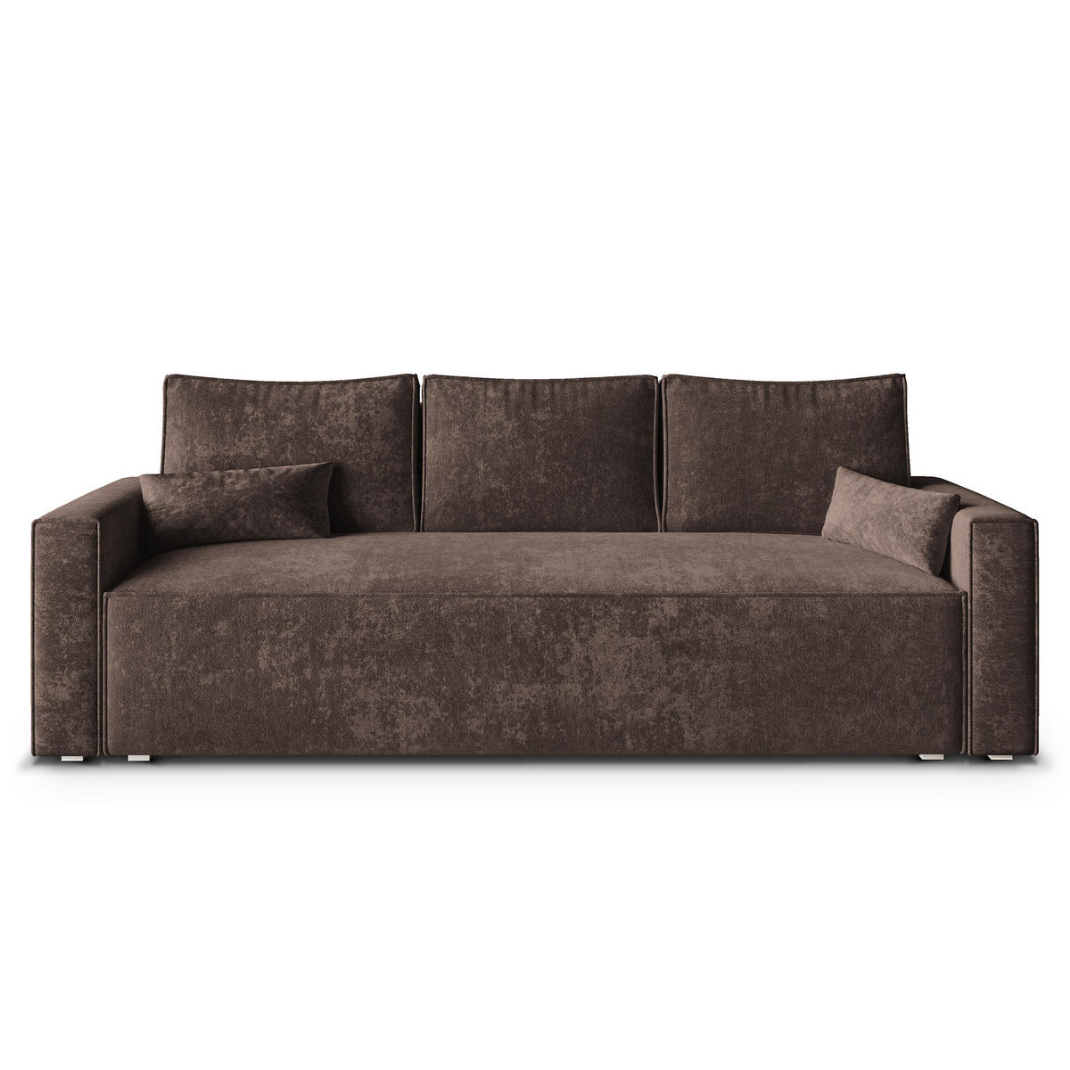 POHOVKA MENI, Ženylová látka LUMO, Hnědá - šedá/hnědá, kompozitní dřevo/textil (232/85/87cm) - MASSENO
