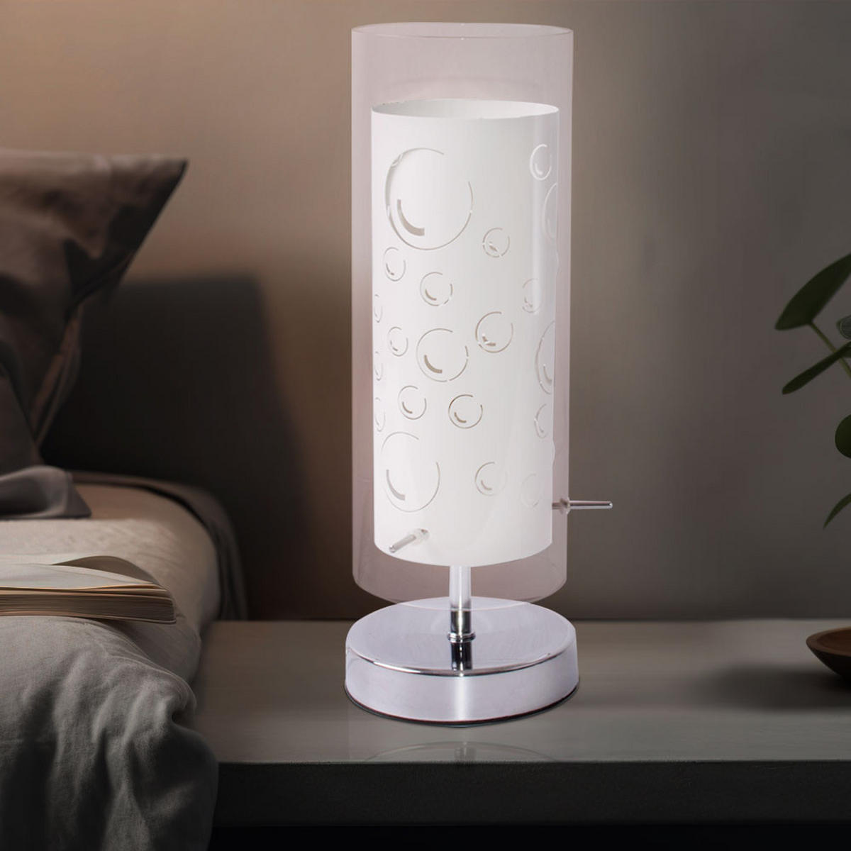 LED TISCHLEUCHTE ESMA Weiß Glas - Weiß, Glas (12/12/34cm)