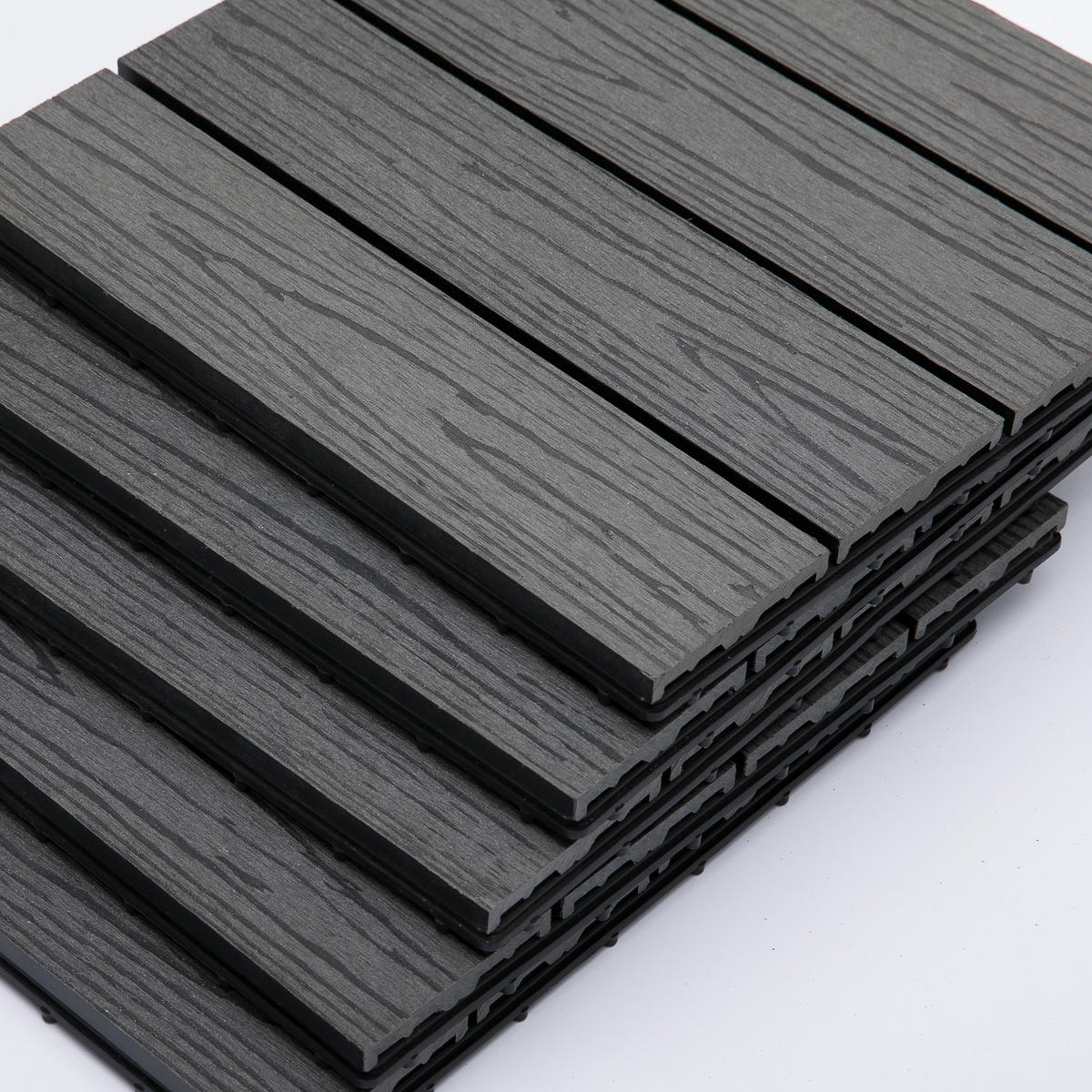 TERRASSENPLATTEN 11er-Set DE-13763 WPC mit Klicksystem Natur - Grau, Kunststoff (76.2/76.2/5.59cm) - ComfortXL