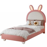 POLSTERBETT 90/200 cm Rosa+Weiß aus PU mit LED und Hasen-Kopfteil - Weiß, Kunststoff (90/200cm) - OKWISH