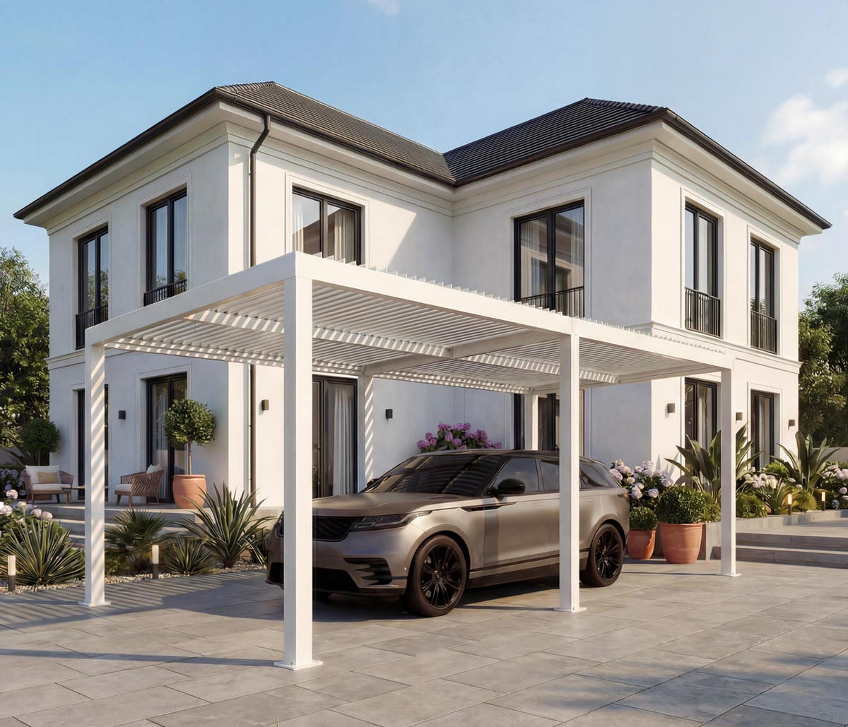 CARPORT Weiß - Weiß, Metall (583/220/301cm) - MCW