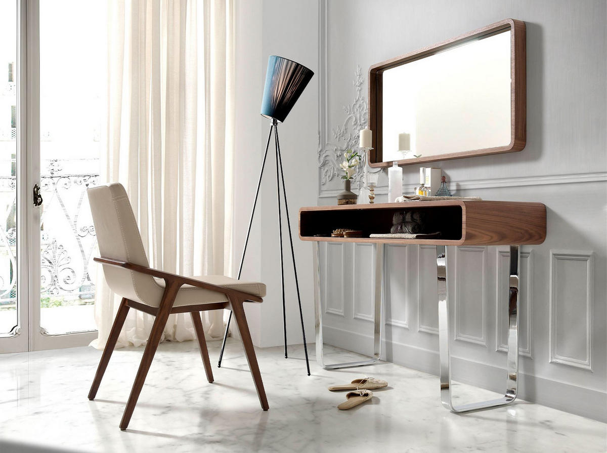 KONSOLENTISCH Rechteckiger aus Nussbaum und verchromtem Stahl 120/39/75 cm - Chromfarben/Edelstahlfarben, Holz/Holzwerkstoff (39/120/75cm) - ANGEL CERDA