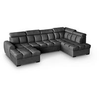 WOHNLANDSCHAFT Gomez U mit Schlaffunktion schwarz rechts - Schwarz, Textil (330/102/195cm) - Beautysofa