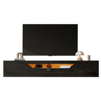 TV-SCHRANK 170/36/55 cm weiß MDF mit Goldverzierungen und Soft-Close-Scharniere - Schwarz, Holzwerkstoff (180/36/37cm) - OKWISH